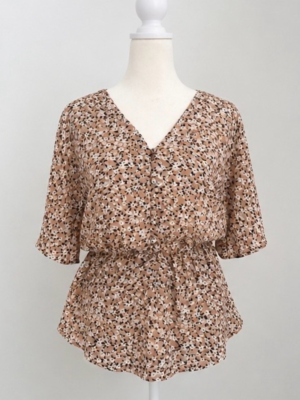 Sienna Sky Floral Peplum Blouse Boho V Neck Top Size XS